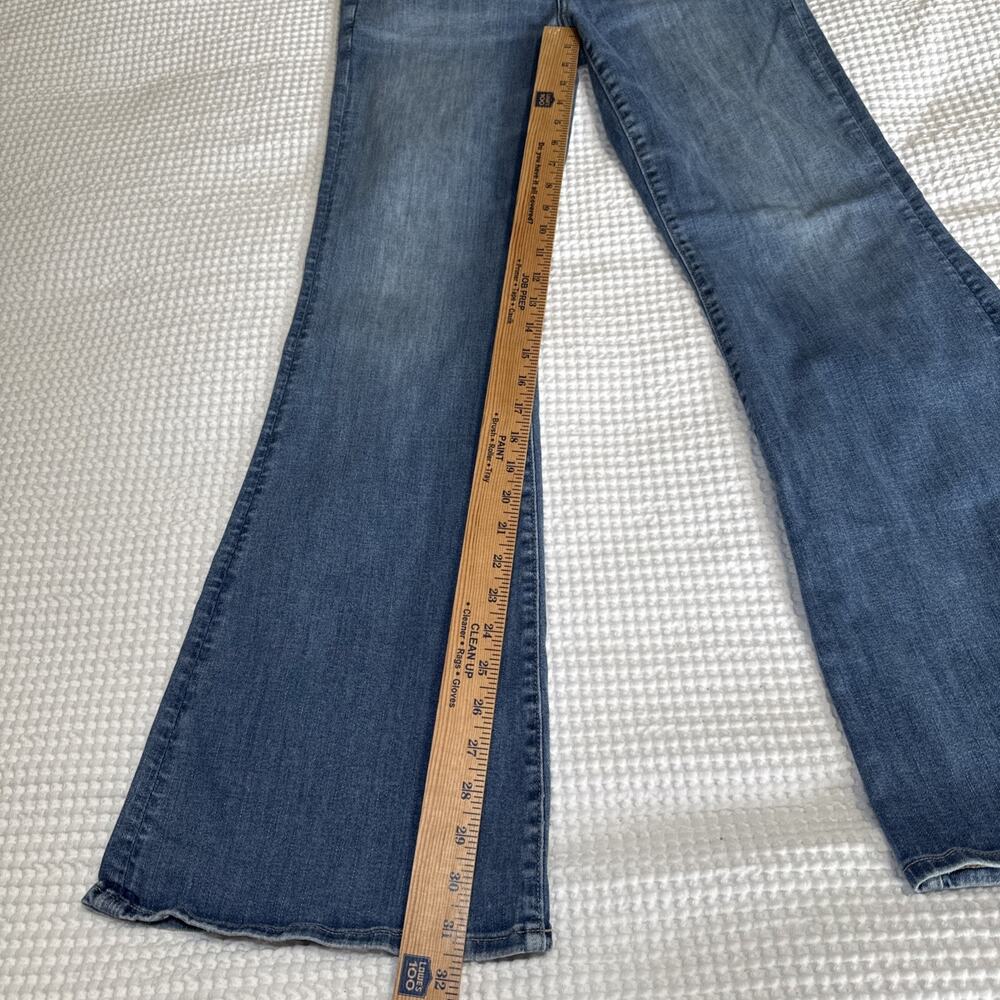 American Eagle Super High Rise Flare Jeans Womens Sz 12 Tall Medium Blue EUC - Picture 7 of 12